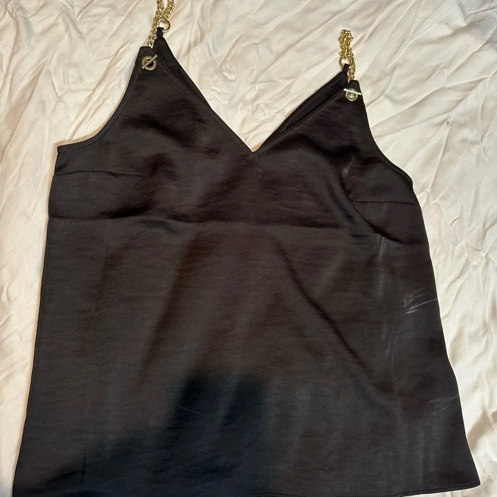 Express Black Top with Gold Chain Straps - Image 2