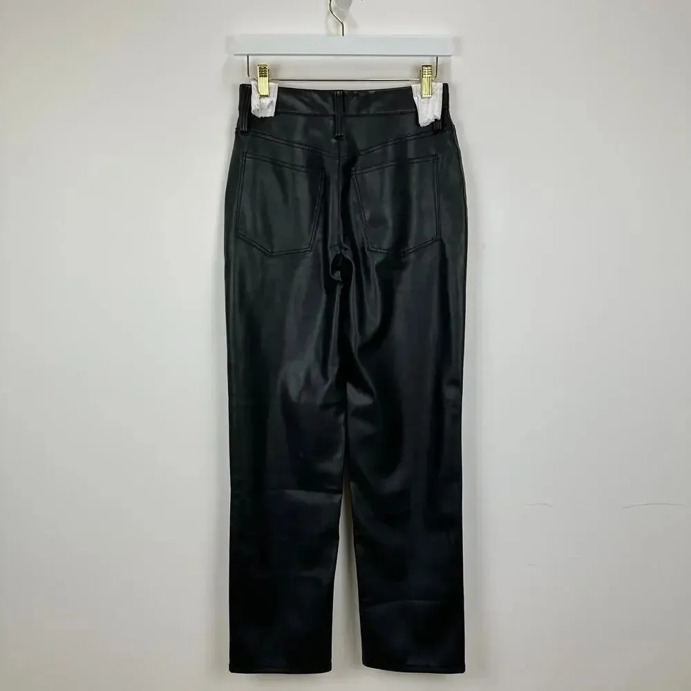 Madewell The Perfect Vintage Straight Jean Faux Leather Black Ankle US 25 NWT - Image 10