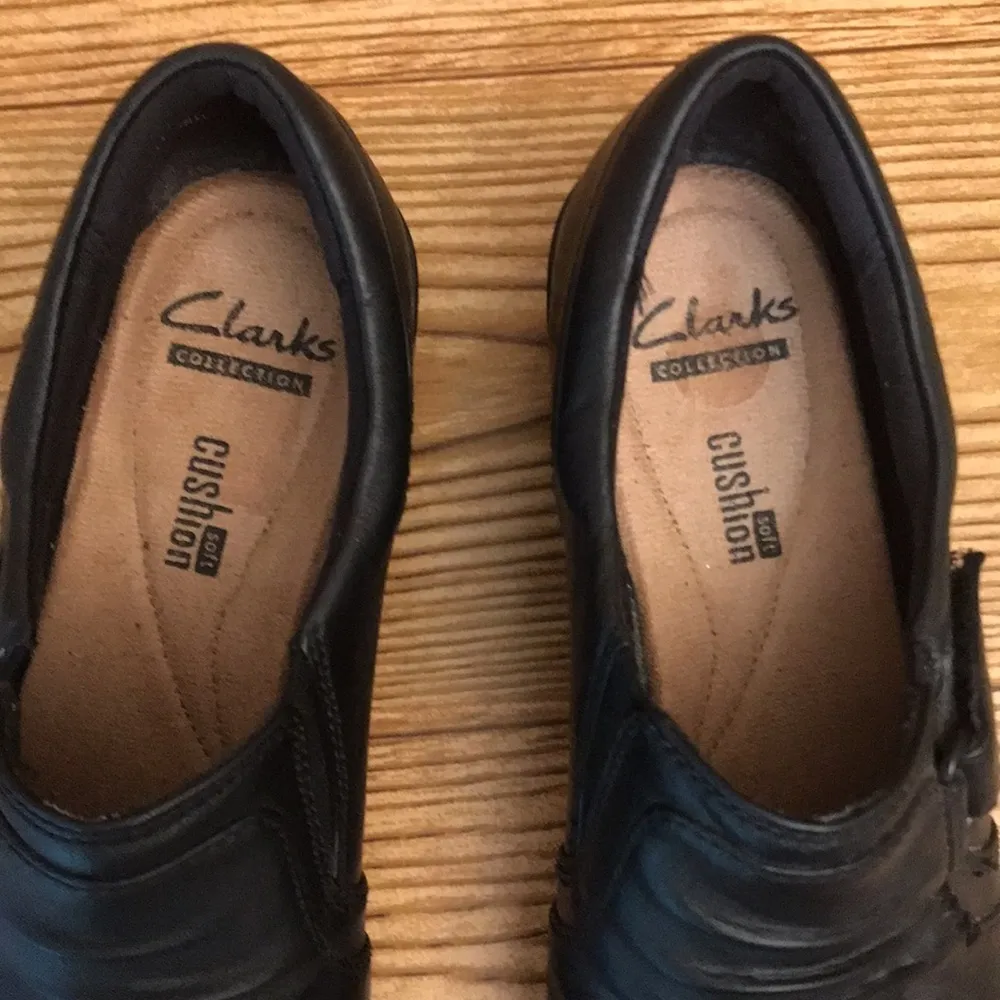 Clarks Womens Everlay Coda Loafers Comfort Shoes Black Leather Soft Cushion - Image 4