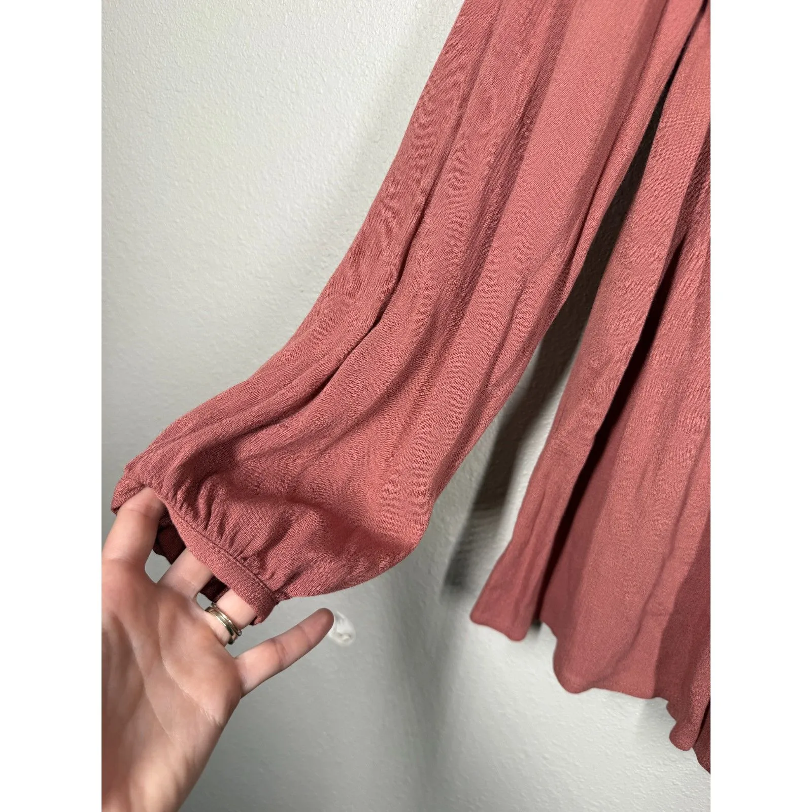 Knox Rose Womens Orange Peasant Top Sz M Boho Flowy Lace Feminine - Image 4