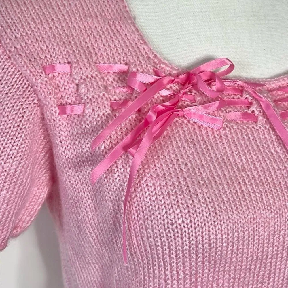Handmade Coquette Knit Ribbon Top - Image 2
