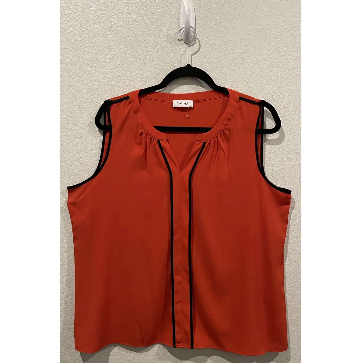 CALVIN KLEIN Red Orange Sleeveless Blouse - Image 2
