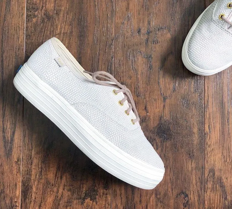 Keds • Triple Decker sneaker platform stacked sole Dalmatian dotted suede tan - Image 3