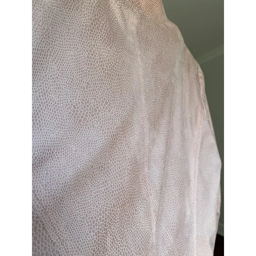 Chico’s Pink Ruffle Textured Blazer Elegant Boho Office Scandi Autumn Preppy Size 4 - Image 6