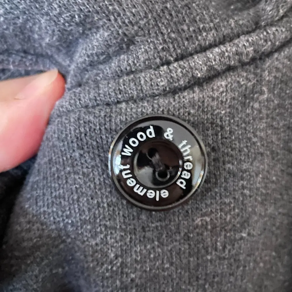 Vtg Hooded warm button gray coat jacket grey element Size M - Image 7