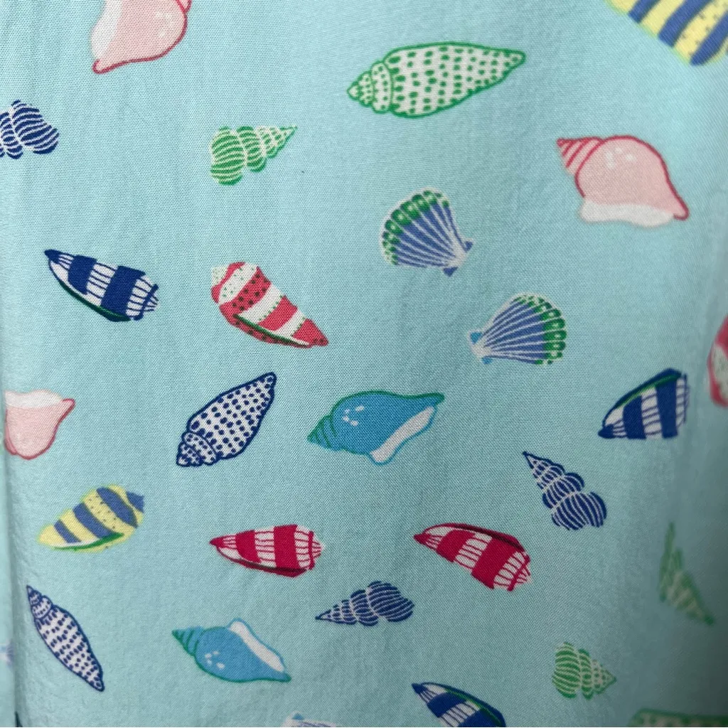 Talbots Sleeveless Popover Top Seashells Blue Colorful Sz Large Pleated Coastal - Image 10