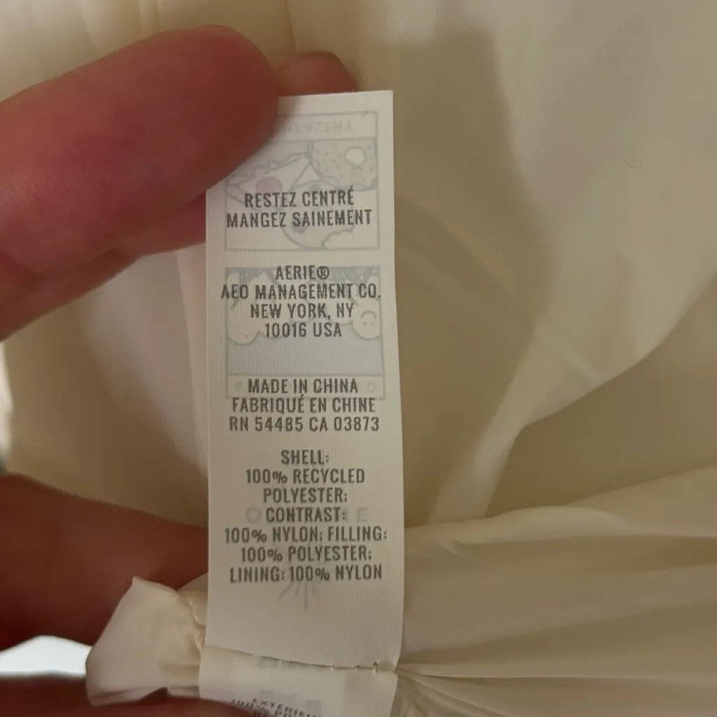 Offline by Aerie Quilted Knit Cardigan Puffer Cream Navy Oversized Sweater Cozy - Image 9