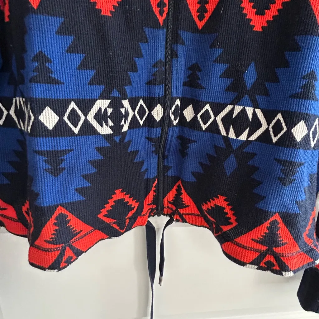 LRL Active Southwestern Zip Up Jacket Blue Red Size L - Image 4