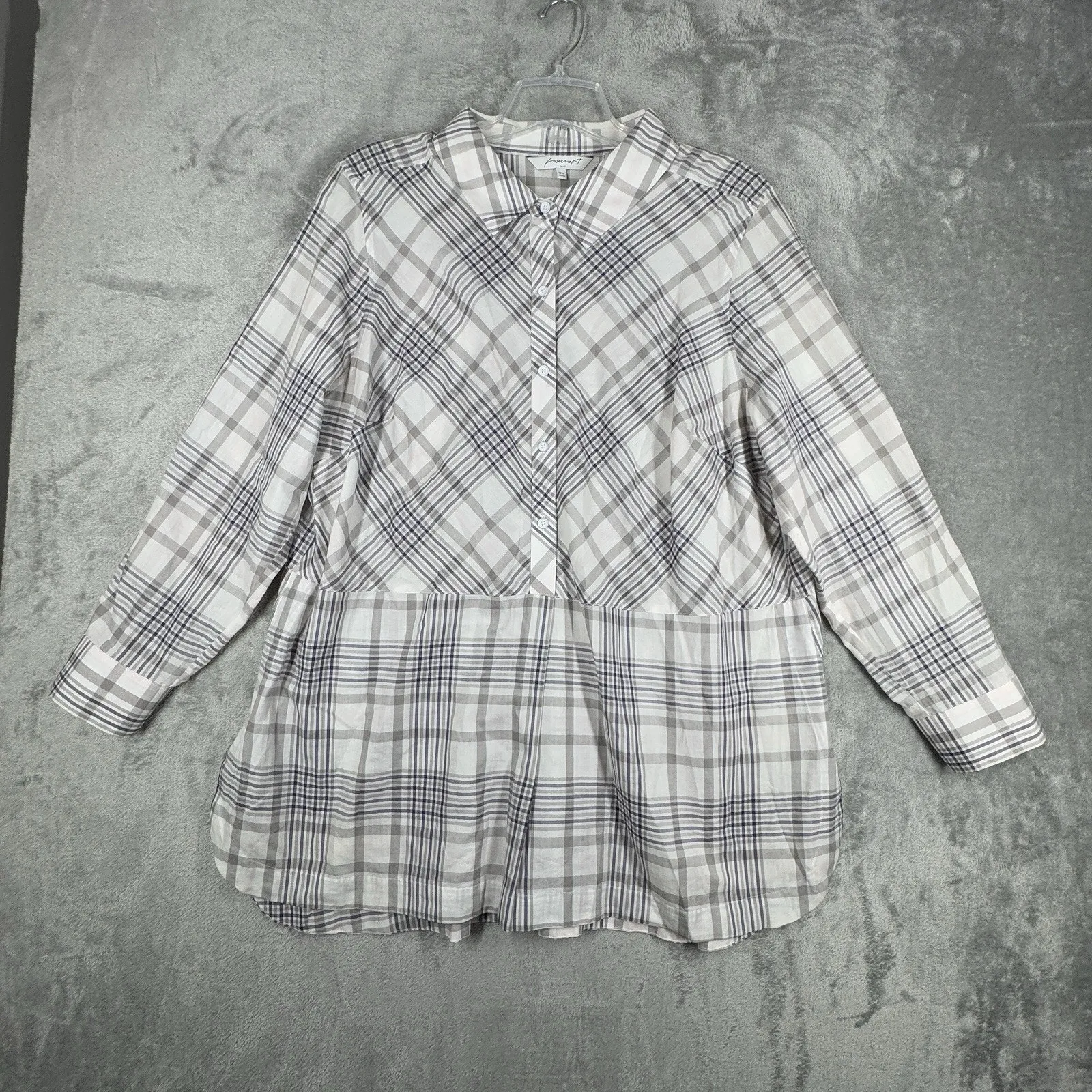 Foxcroft Shirt Womens 18W Blue Gray Plaid Button Up Preppy Casual Work‎ Office - Image 2