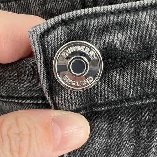 Burberry Women W30 Mid Rise Skinny Stretch Jeans Denim‎ Black Gray Wash Leather - Image 4