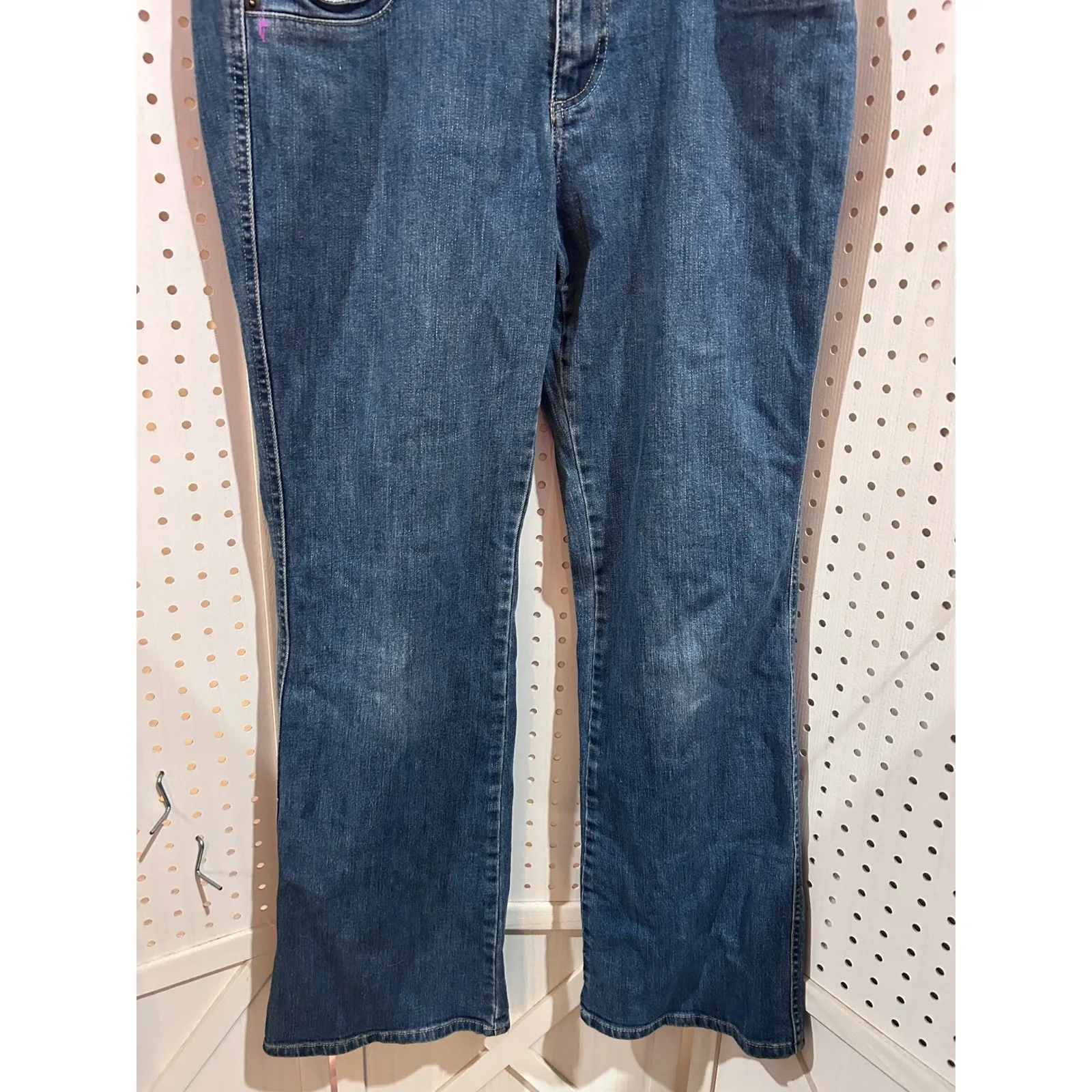 ELLE Monaco Women Blue Wash Denim Jeans Bootcut Flare Size 12 - Image 2