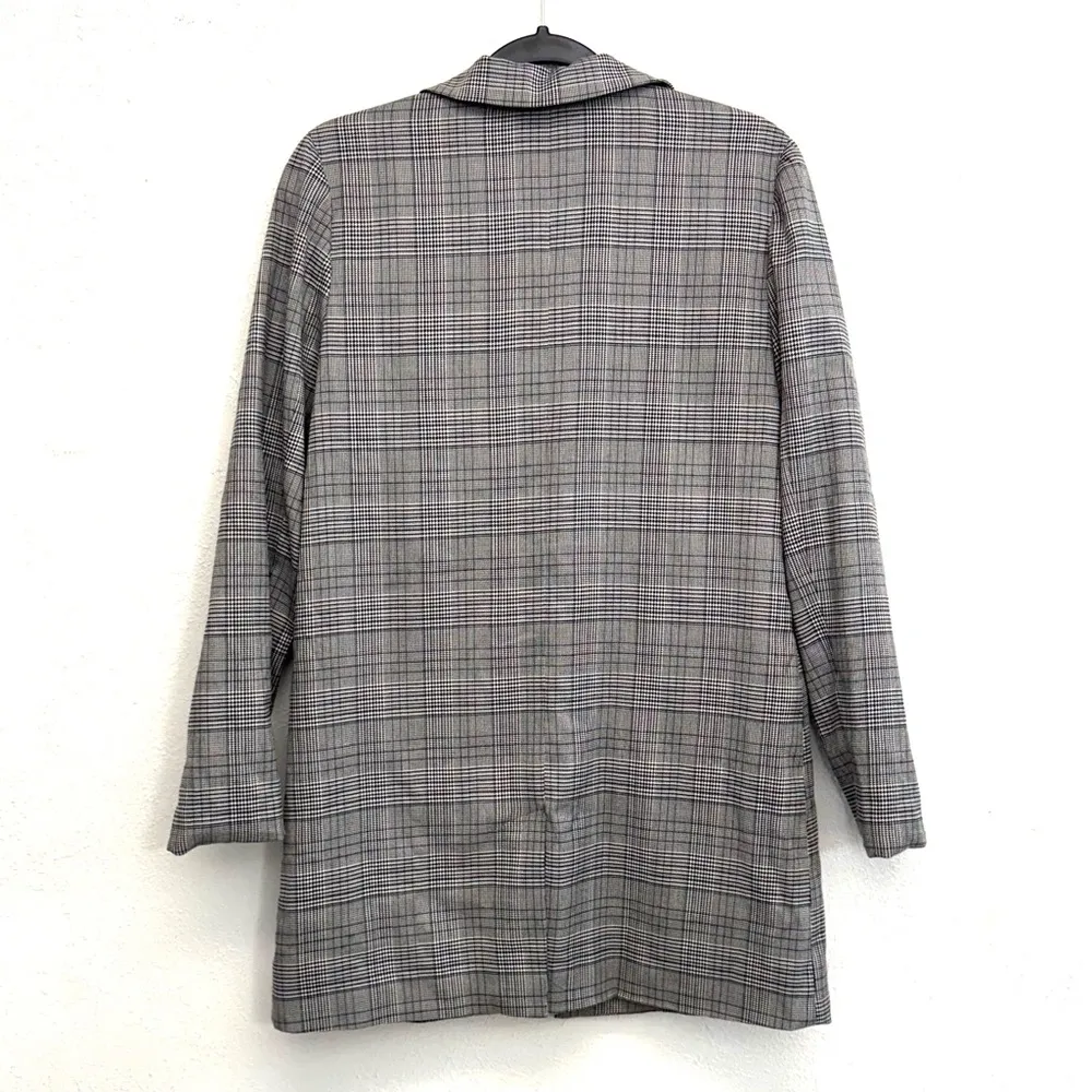 BB Dakota by Steve Madden Plaid Button Front Blazer Jacket Size Small Black - Image 8