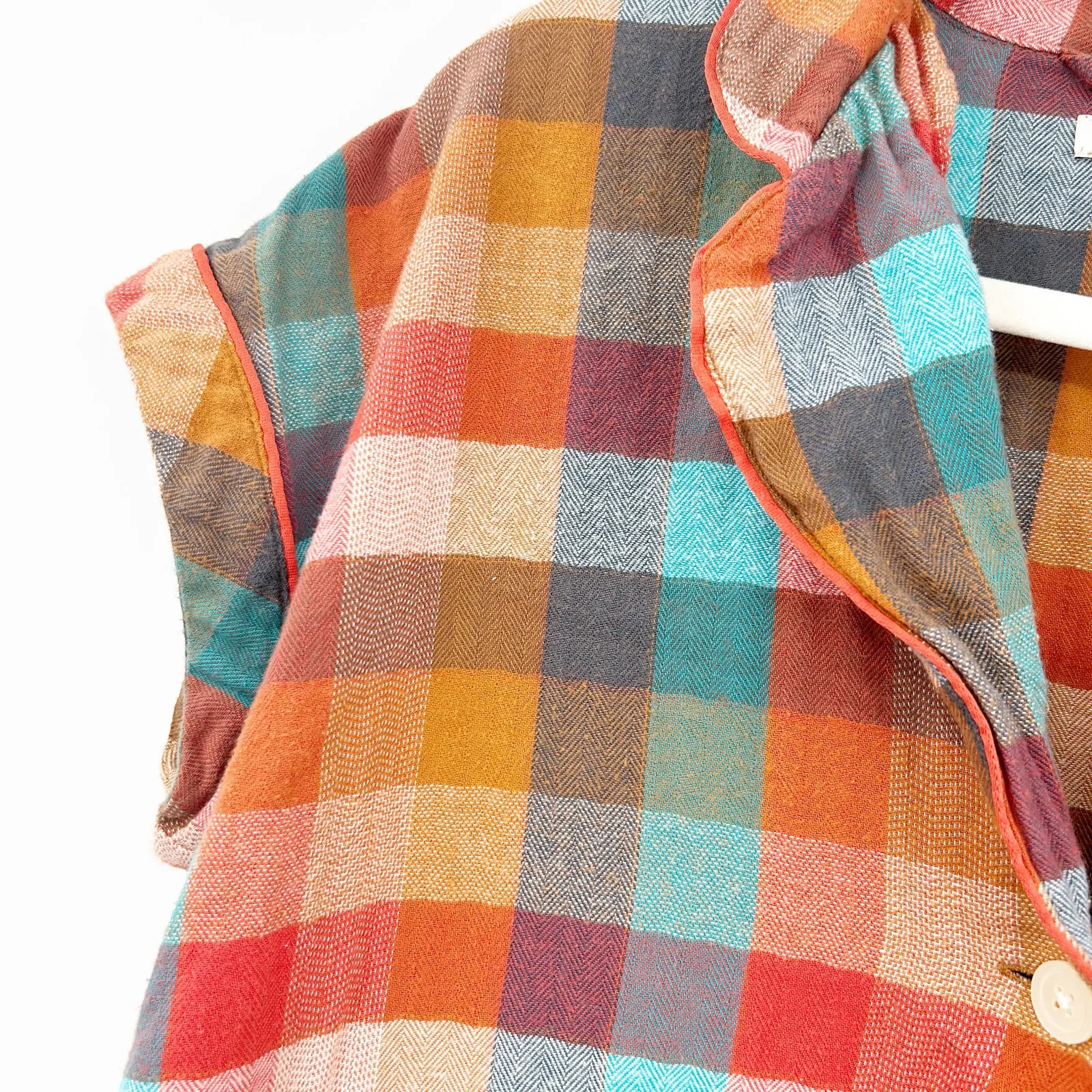 Madewell‎ Womens Bedtime Button Up Cotton Flannel Pajama Top XS Rainbow Check - Image 4