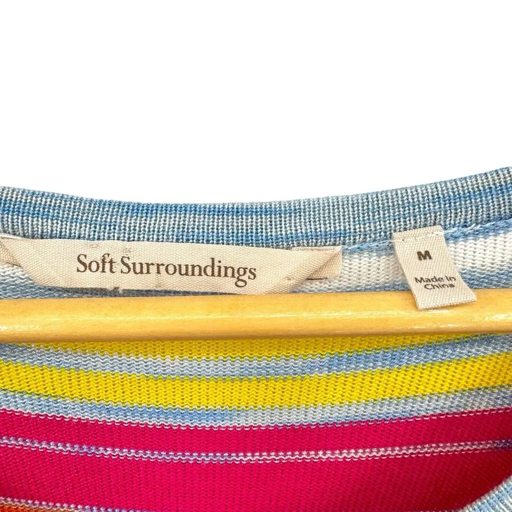 Soft Surroundings Oasis Stripe Long Sleeve Sweater Size Medium Colorful - Image 2