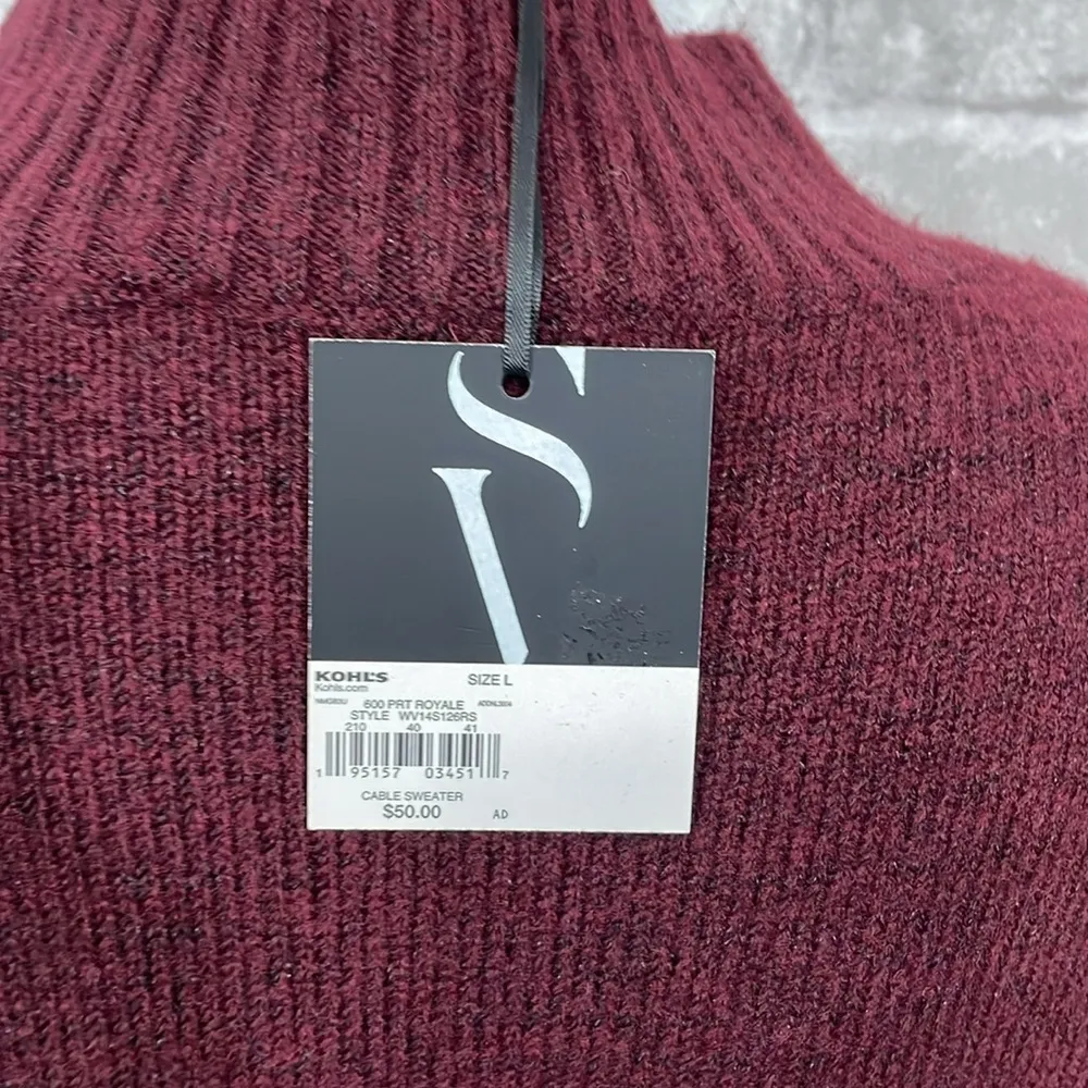 Simply Vera VeraWang Cable Knit Sweater Purple Size L - Image 4