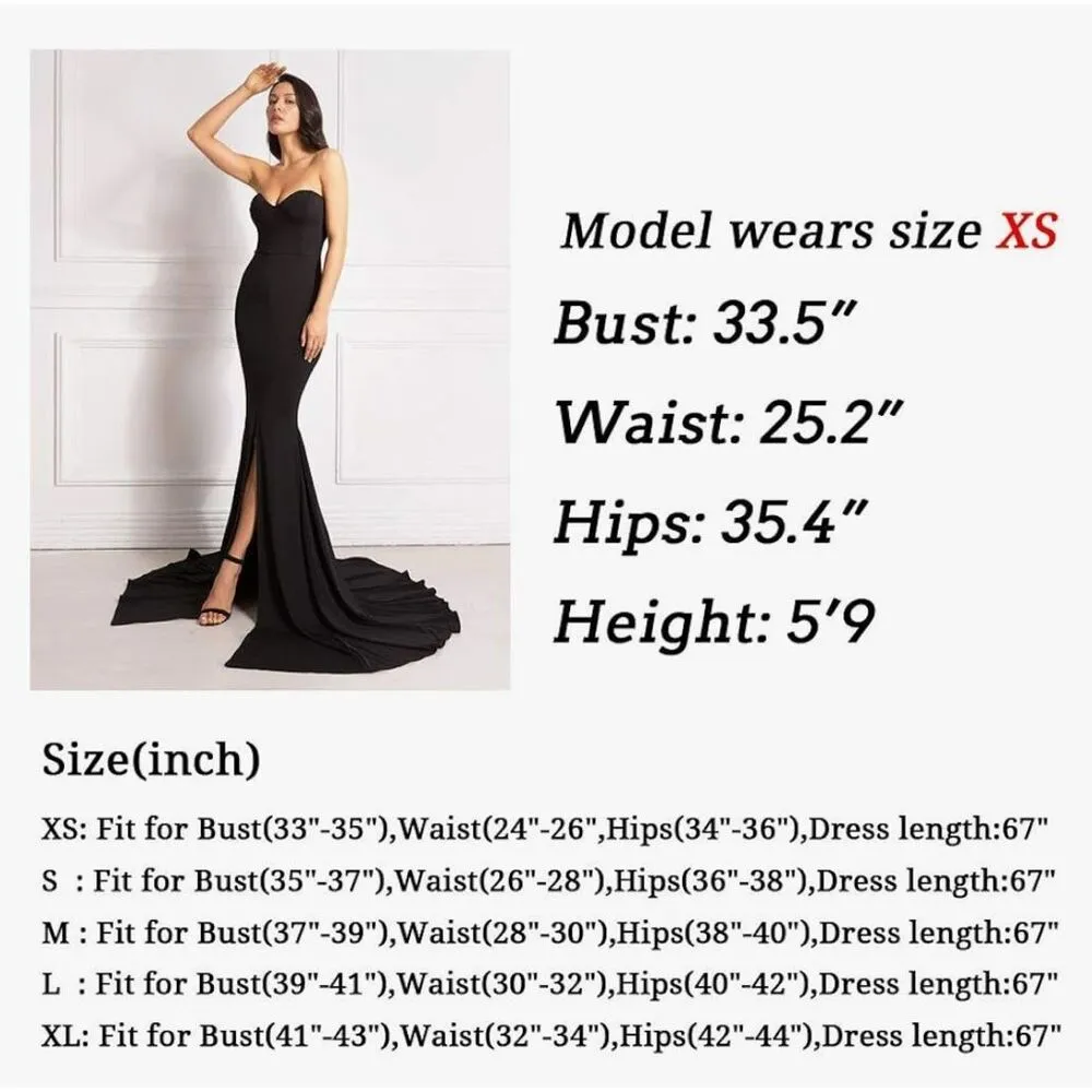 NEW Black Formal Strapless Evening Prom Gown Dress S Tall - Image 4
