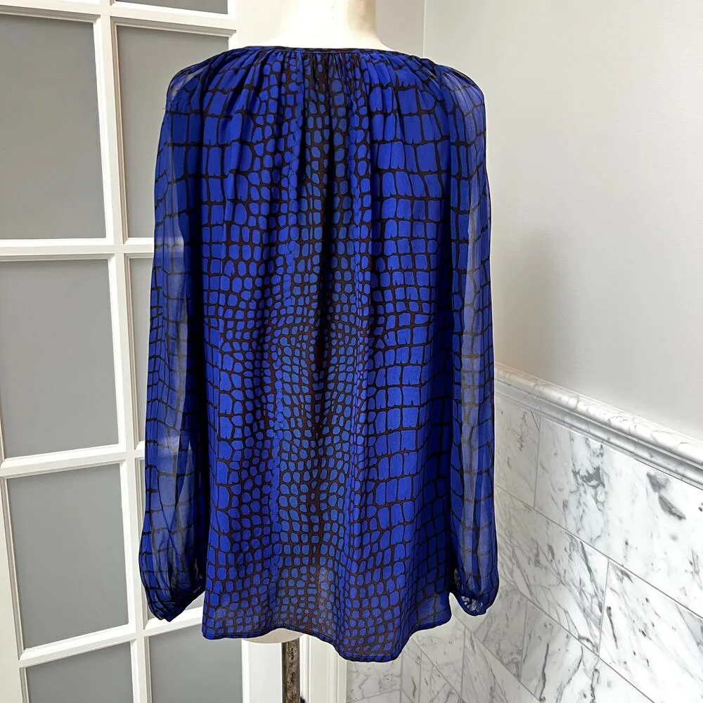 Fifteen Twenty Sheer Long Sleeve Peasant V-Neck Silk Blouse XS - Image 2