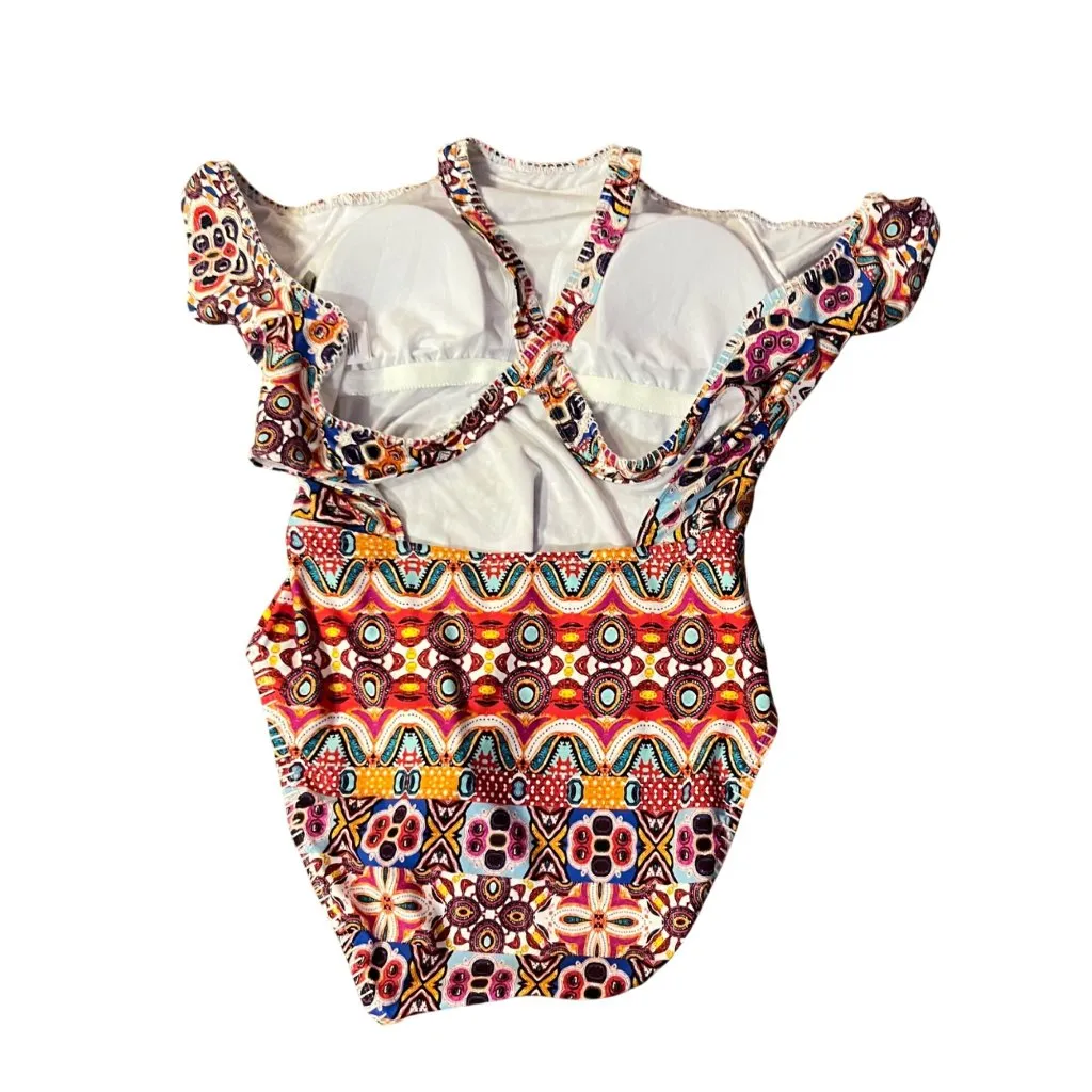 Reaction Kenneth Cole Swimsuit XL Off Shoulder Geometric Print New No Tags Attac - Image 16