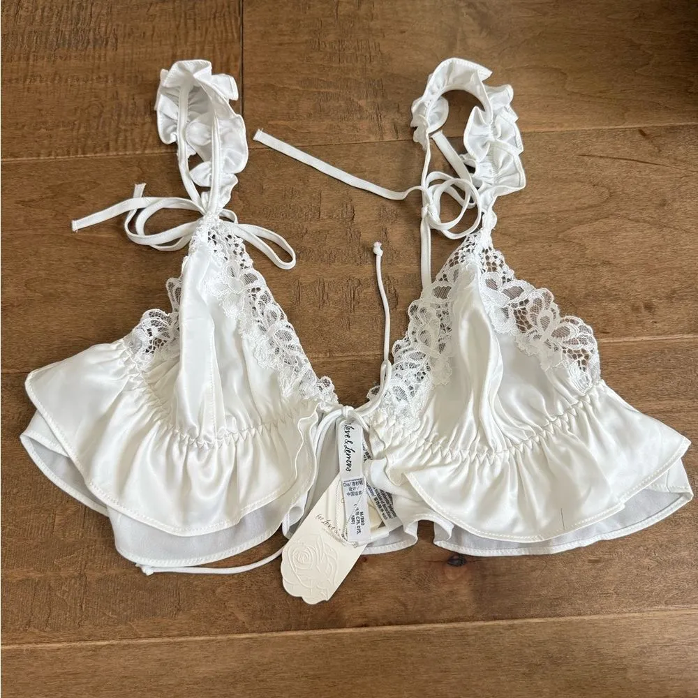NWT For Love & Lemons Butterfly Lace Ruffle Bralette - Image 3