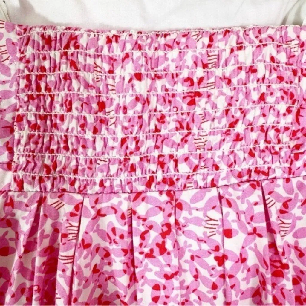 Vintage 90’s Lilly Pulitzer White Label Cotton Strapless Fish Print Dress Pink 2 - Image 10