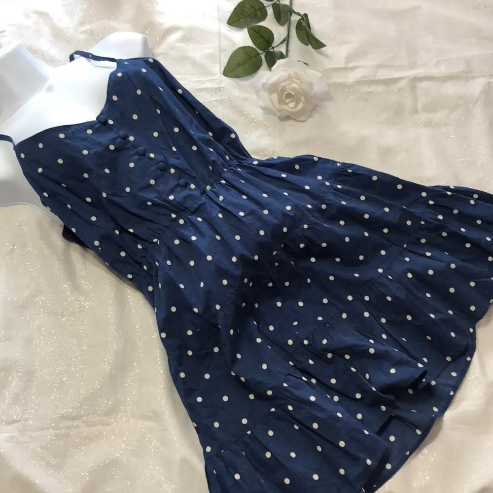 Blue Polka Dot Summer Dress M Size M - Image 8