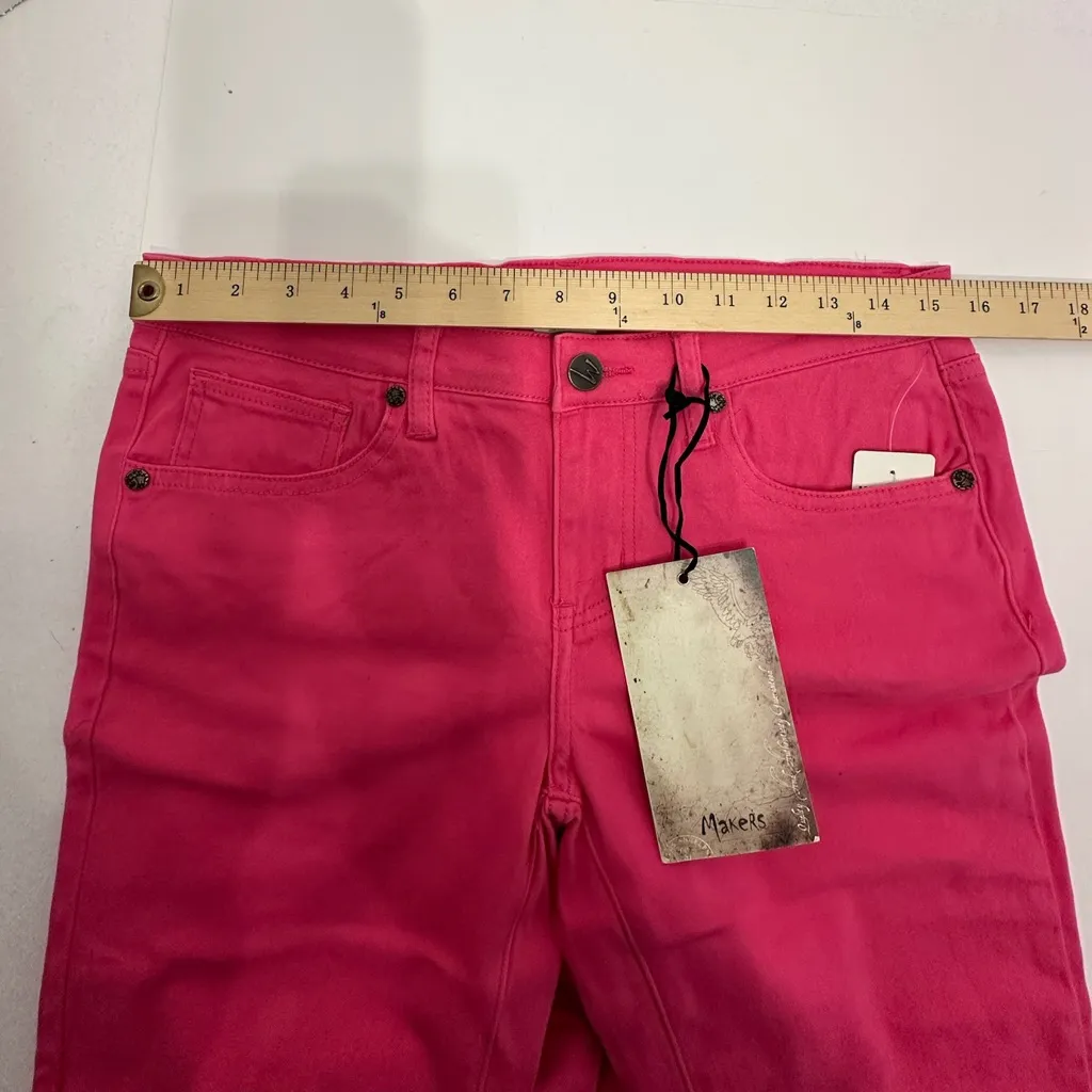 Makers Hot Topic Hot Pink Skinny Jeans Y2K Deadstock Size 9 Juniors - Image 2