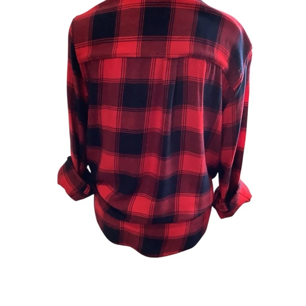 Forever 21 Red and Black Plaid Button-Down Shirt - Image 11
