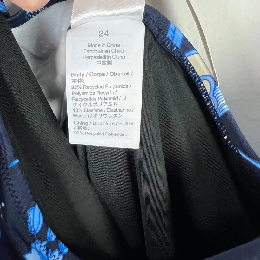 NWT J. Crew Ruched One-Shoulder One-Piece Swimsuit Midnight-Blue Floral Size 24 - Image 8