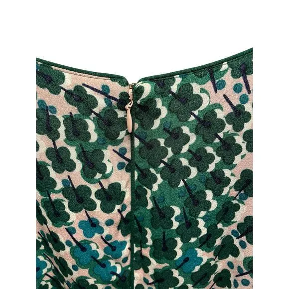 Boden Floral Kelly Green & Pink Four‎ Leaf Clover Sheath Belted Tie Dress US 6R Size 6 - Image 12