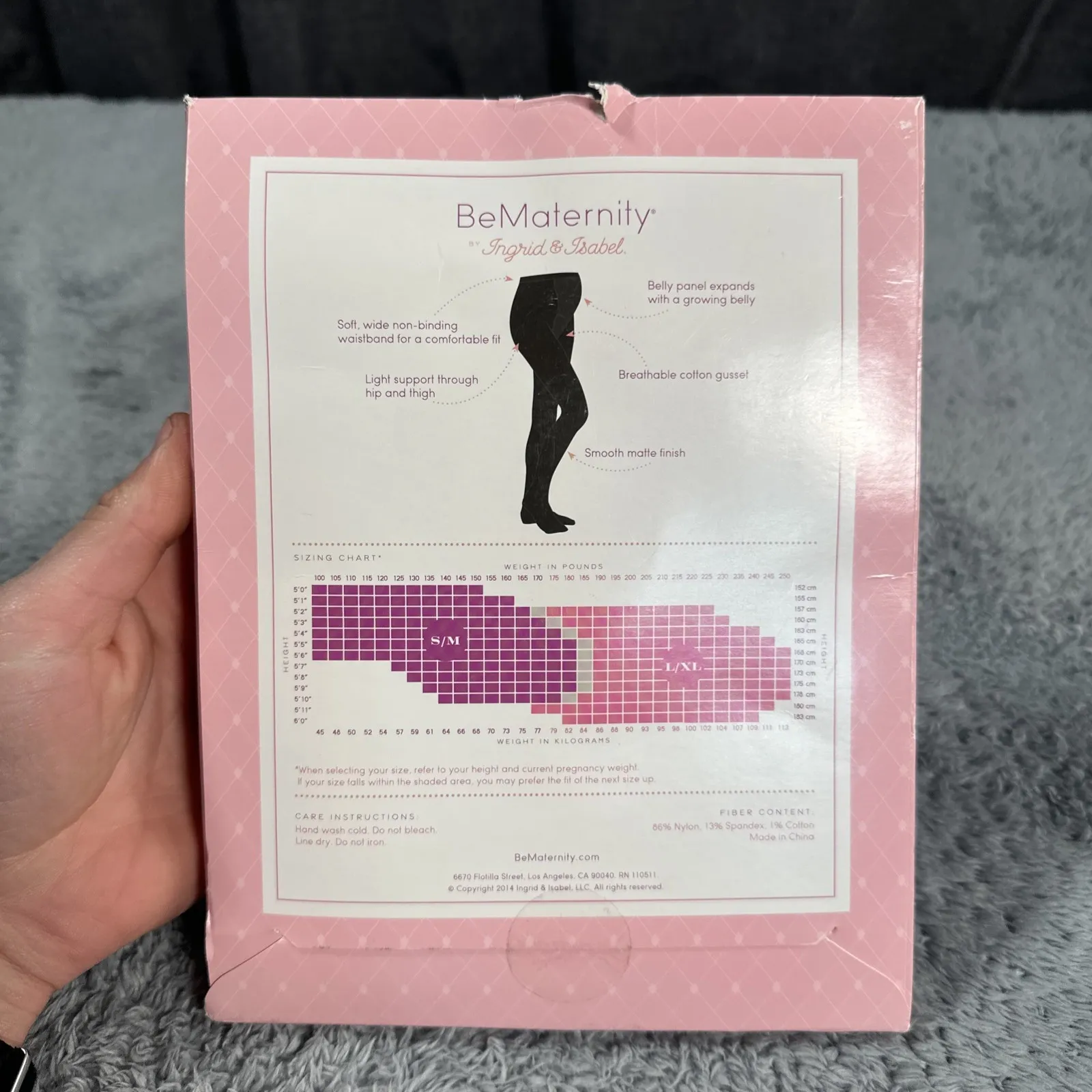 BeMaternity Opaque Pantyhose Tights Black Size L/XL Style 1269 Ebony Pregnant - Image 4