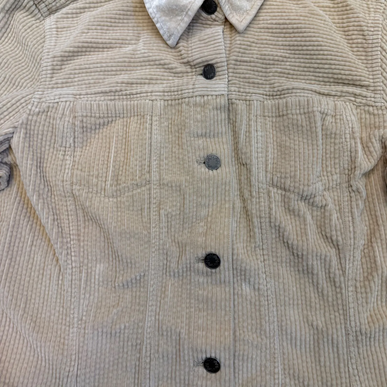 J.‎ Jill Beige Corduroy Button Front Jacket Velvet Collar Women's L 100% Cotton Tan Size L - Image 3