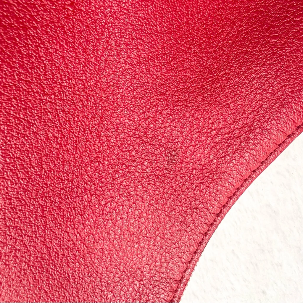 Michael Kors Red Lydia Large Leather Hobo Bag Designer Shoulder Bag Purse - Image 6