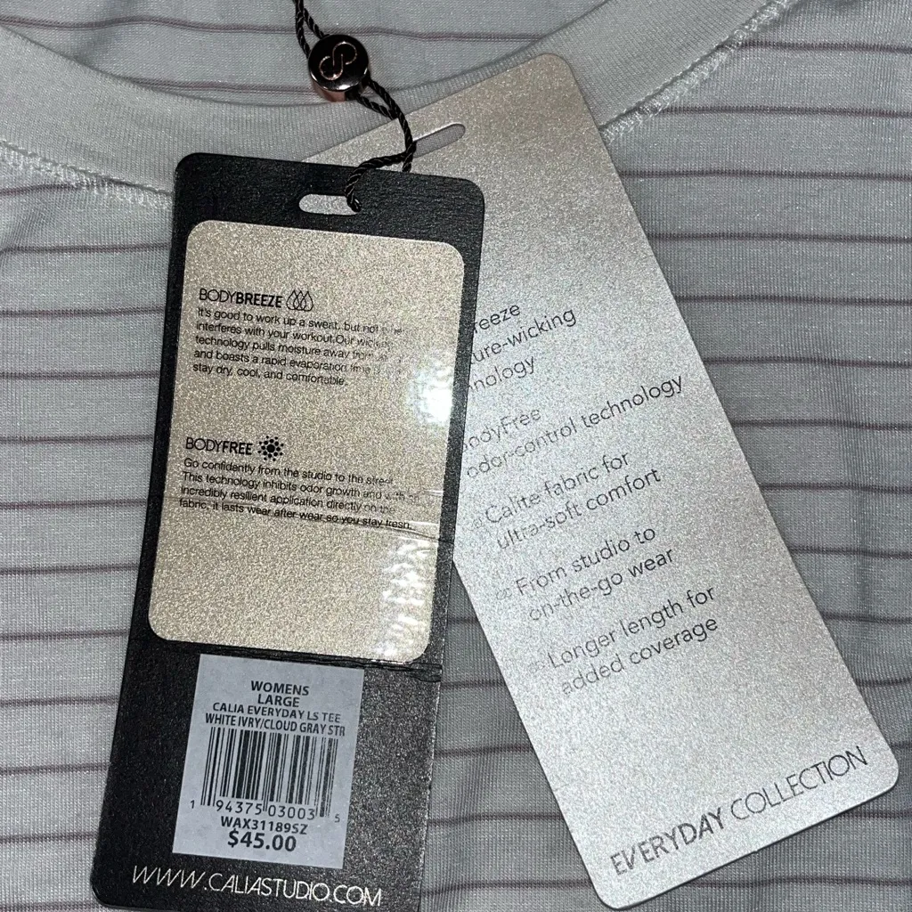 CALIA by Carrie Underwood Scoop Neckline Bodybreeze/Bodyfree Long Sleeve Shirt White Size L - Image 9