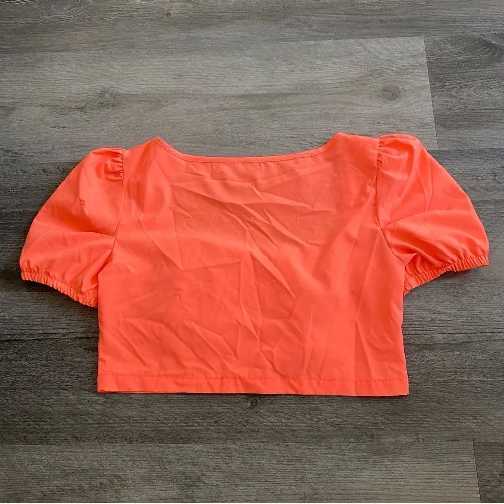 SHEIN Corset Crop Top Neon Orange Bustier Small Party Streetwear - Image 5