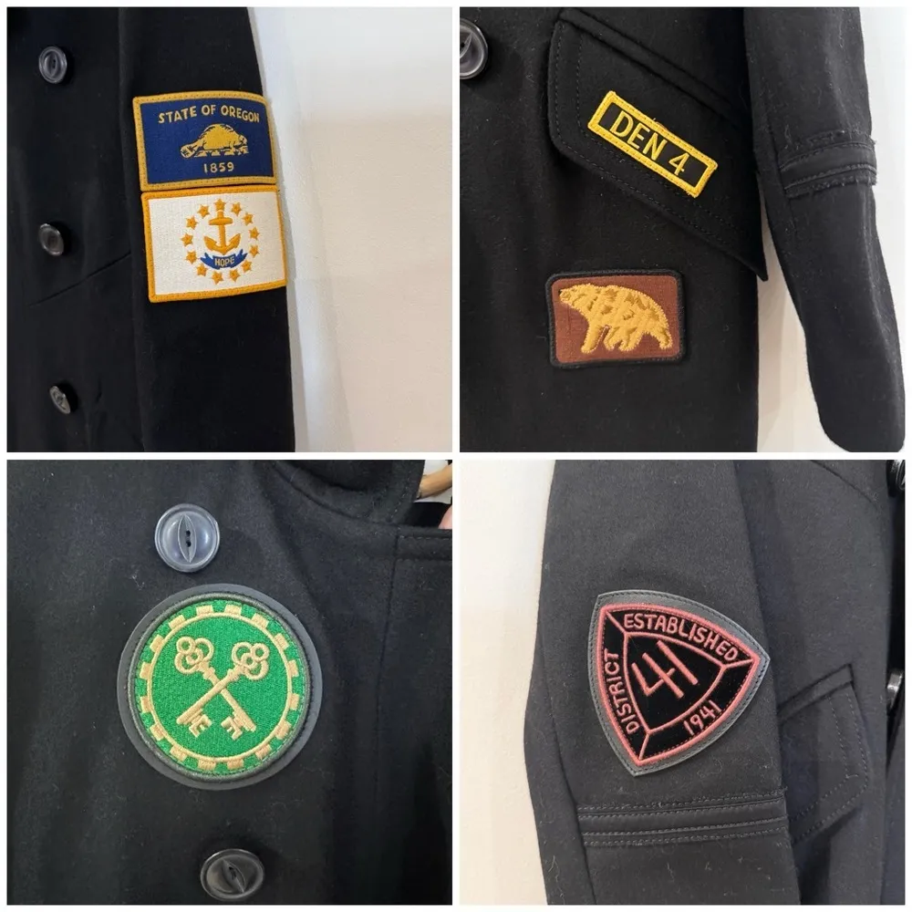 Coach wool Military Patch Naval Pea Coat NWOT - Image 12