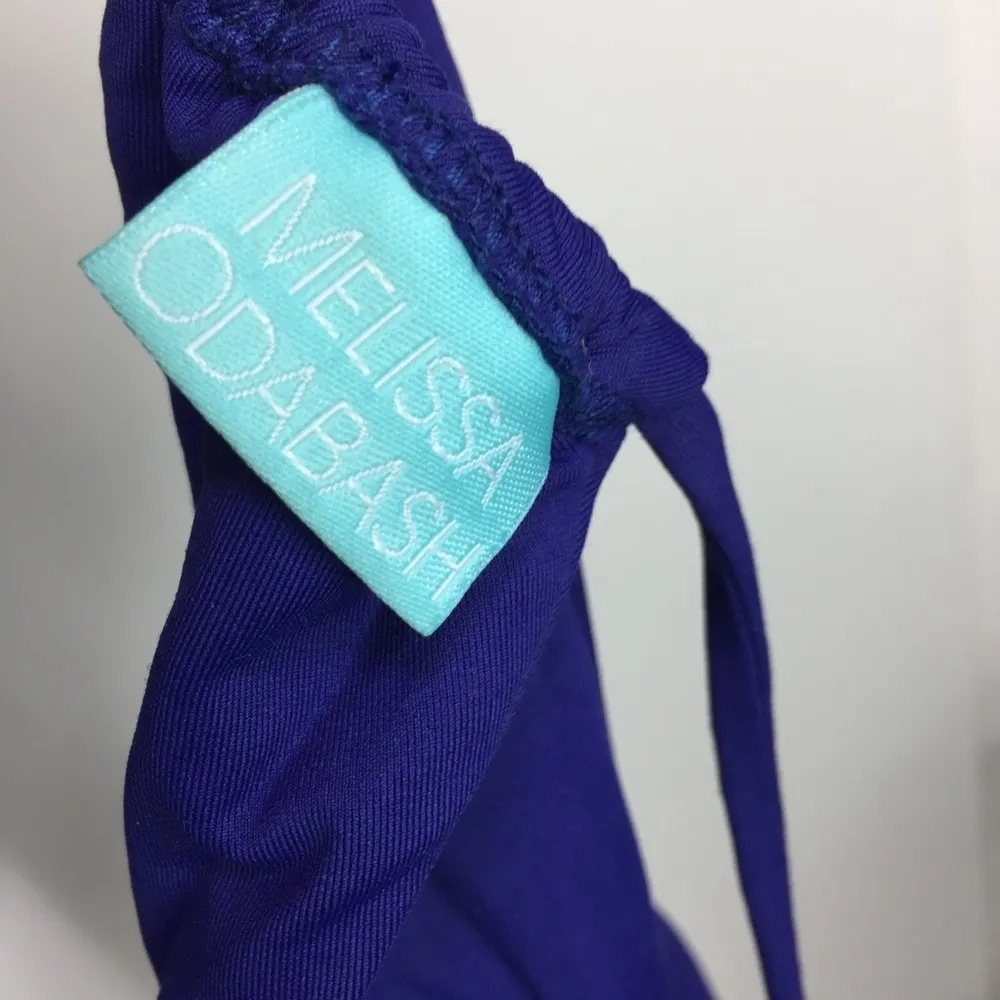 MELISSA ODABASH Grenada Embellished Triangle Halterneck Bikini Top Size 4 Blue - Image 3