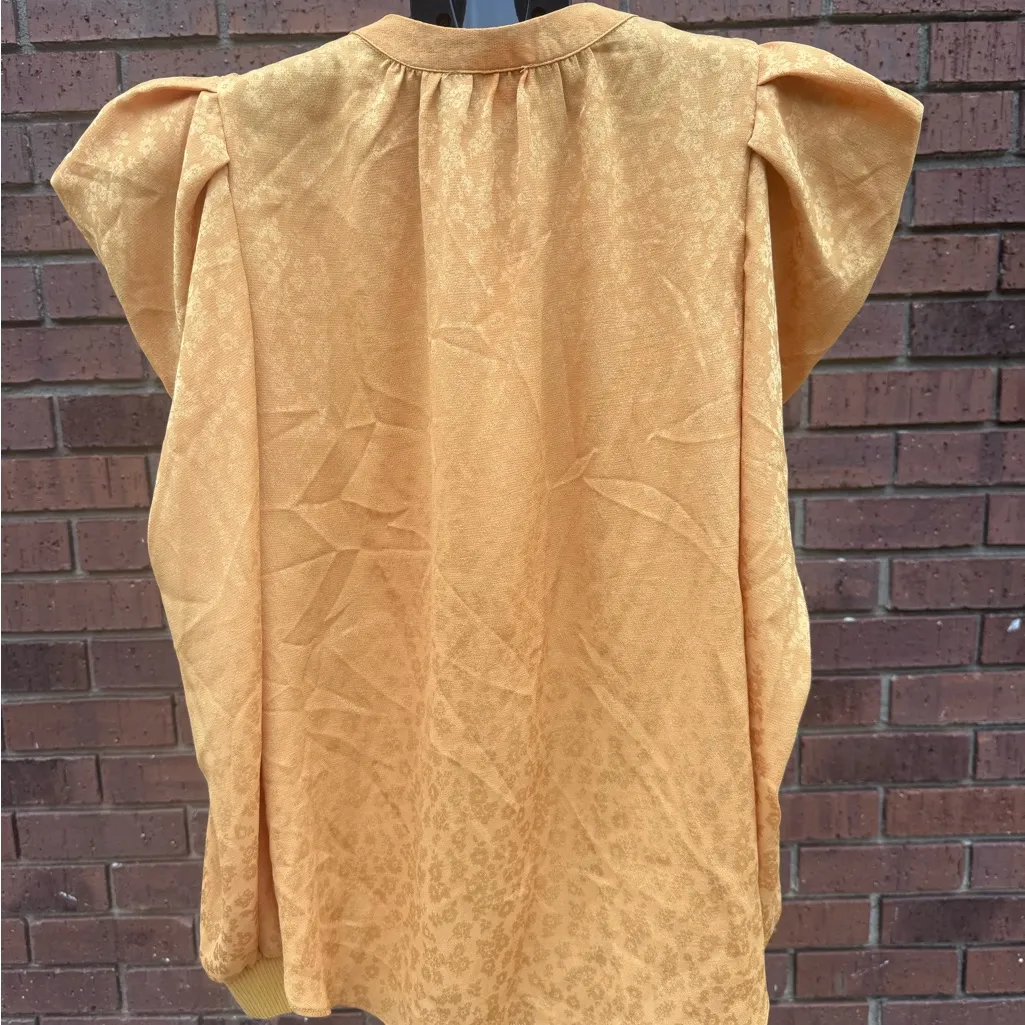 Anthropologie Current Air Mari Blouse Mustard Yellow Puff Sleeve Size Small New - Image 7
