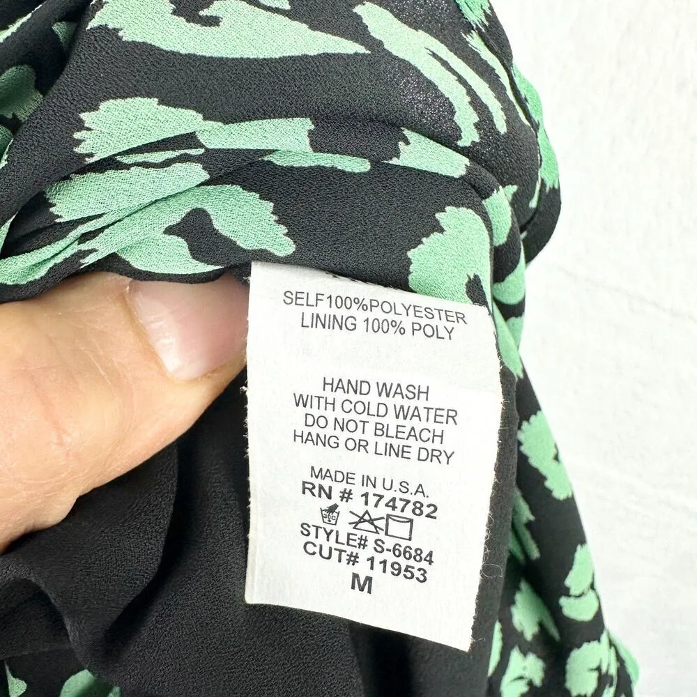 Vici Leopard Wrap Midi Skirt Size Medium Green Black - Image 6