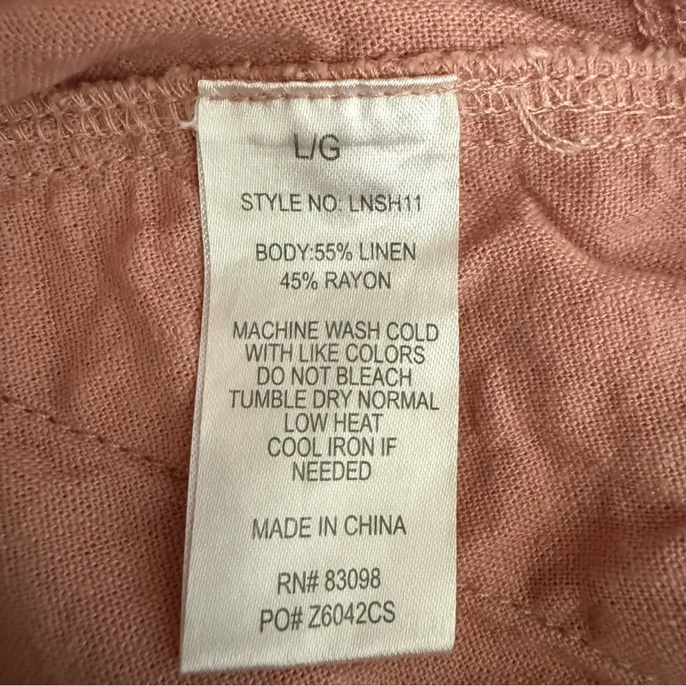 Ci Sono Linen blend Women's Cargo‎ Shorts size large drawstring blush pink - Image 8