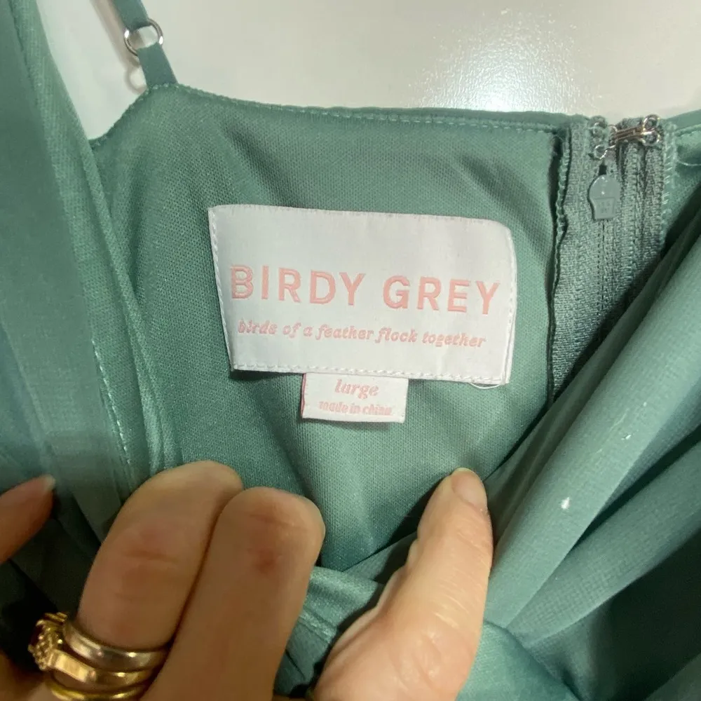 Birdy Grey Sea Glass Green Kaia Chiffon Maxi Bridesmaid Dress L - Image 10