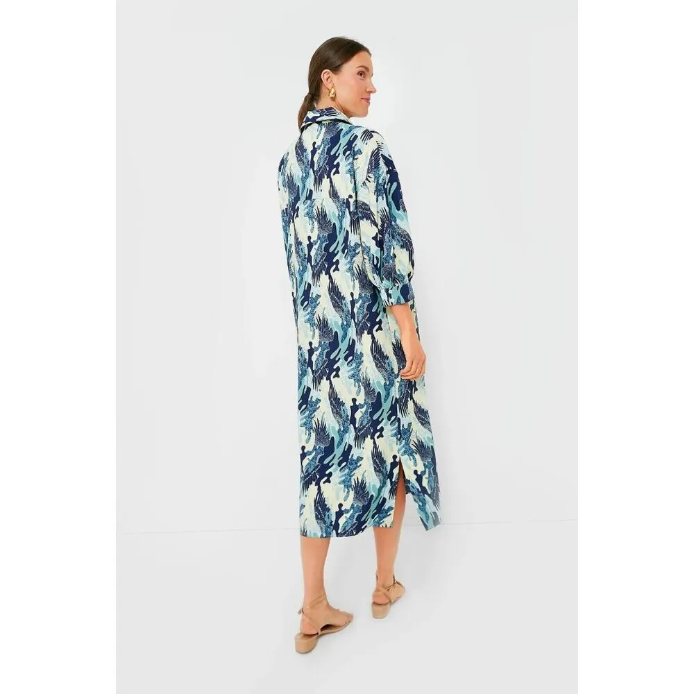 NWT Tuckernuck Hyacinth House Sloane in Blue Abstract Collared Shirt Dress S - Image 5