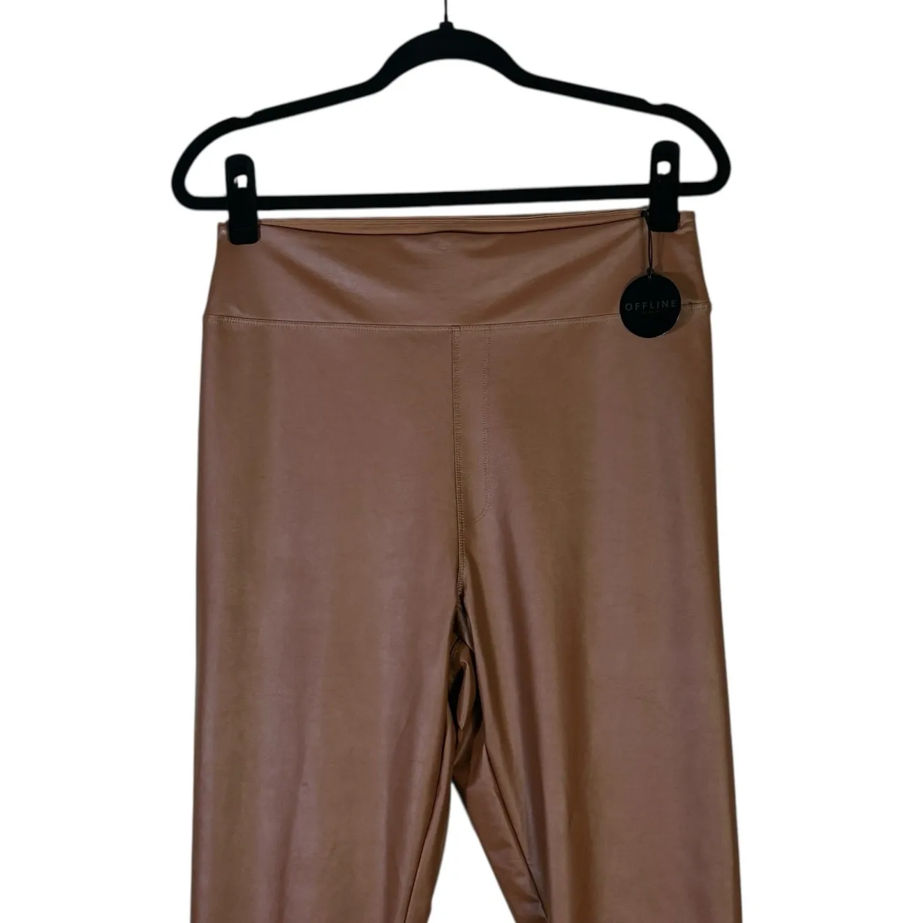 NWT OFFLINE by Aerie Real Luxe Leggings Womens XL Brown Faux Leather High Rise - Image 3