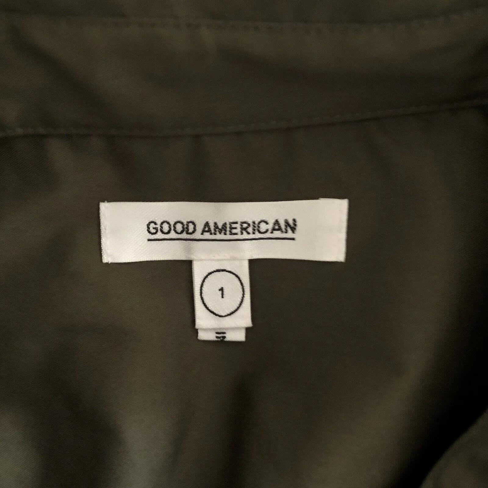Good American NWT The Cropped Shirt Button Down Sage Collared Front Pockets - Image 7