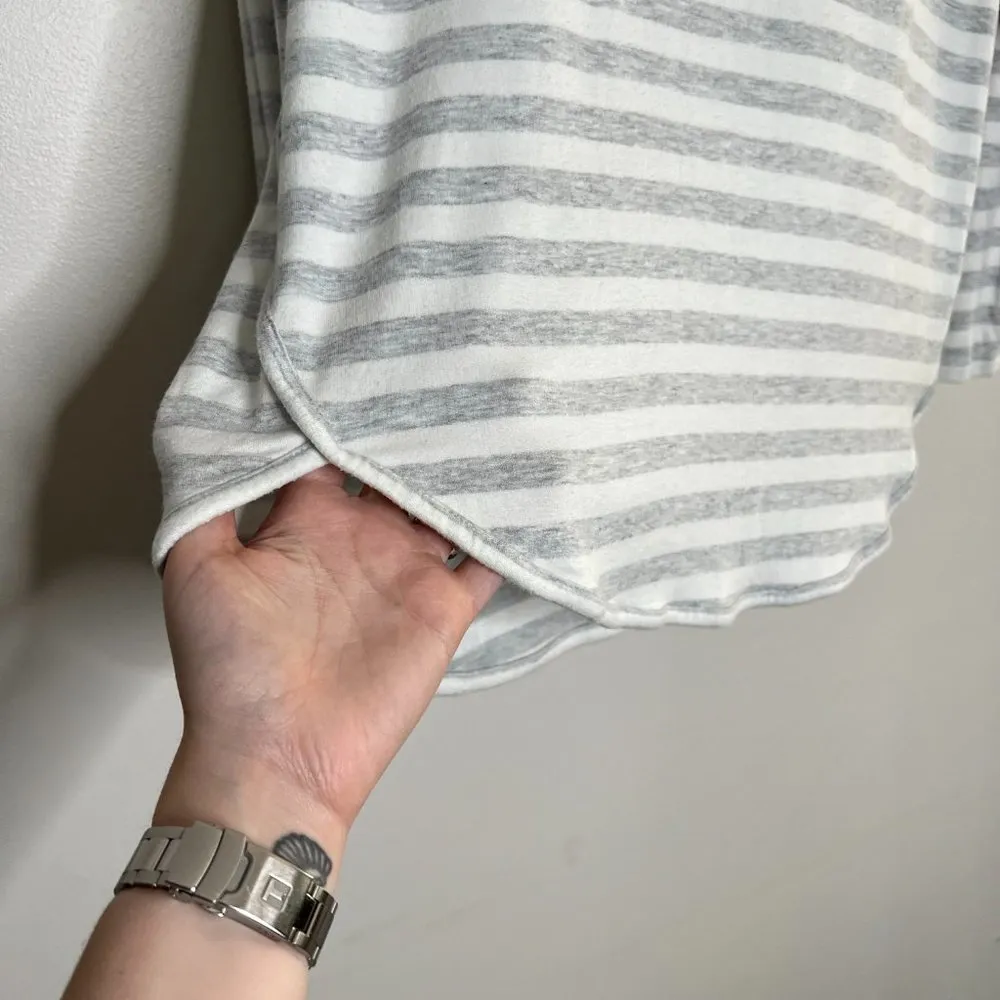 Lou & Grey Cowlneck Loose Flowy Striped Stretch Jersey Knit Curved Hem Top - Image 4