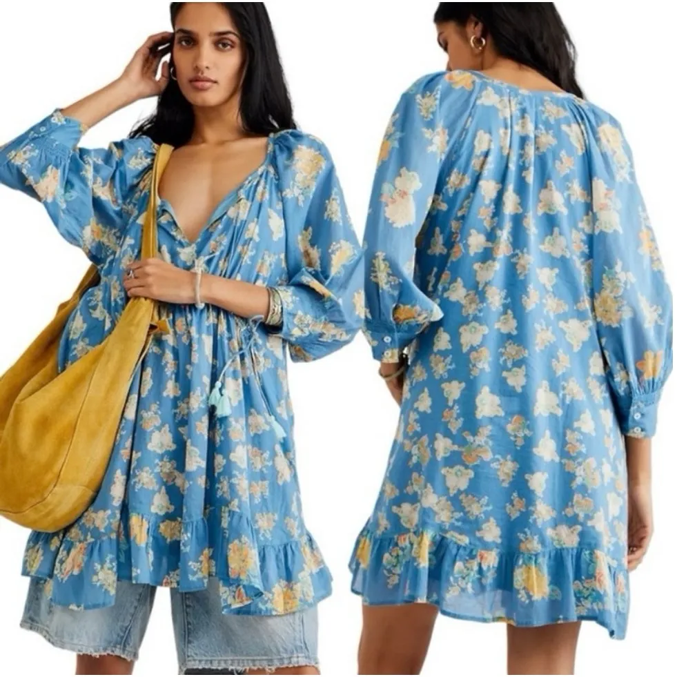 FREE PEOPLE Camella Mini Dress in River Combo Size Small New with Tag MSRP $128 - Image 2