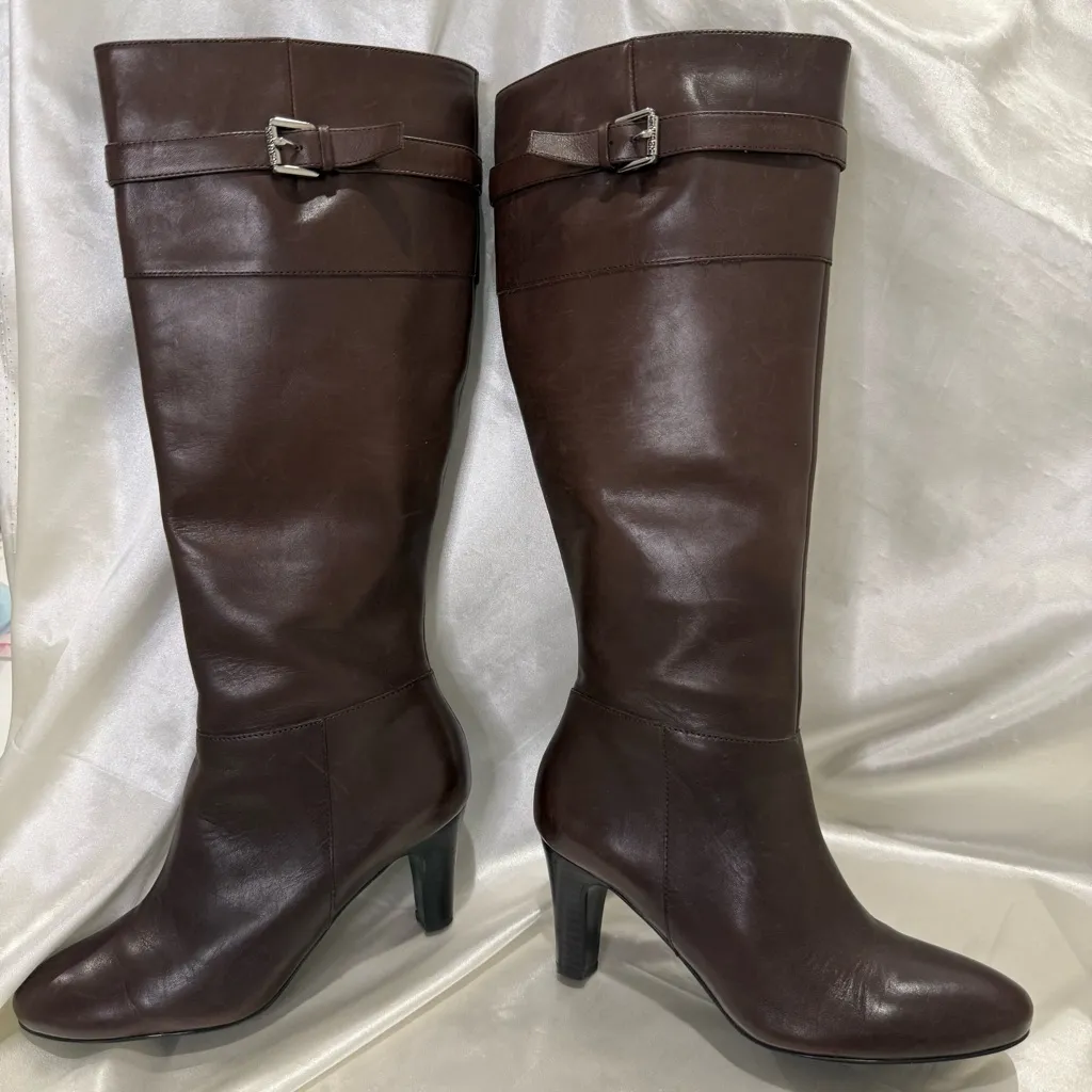 NWT Lauren Ralph Lauren Susie Leather Boots 5.5 Brown Knee High Classic Chic - Image 4