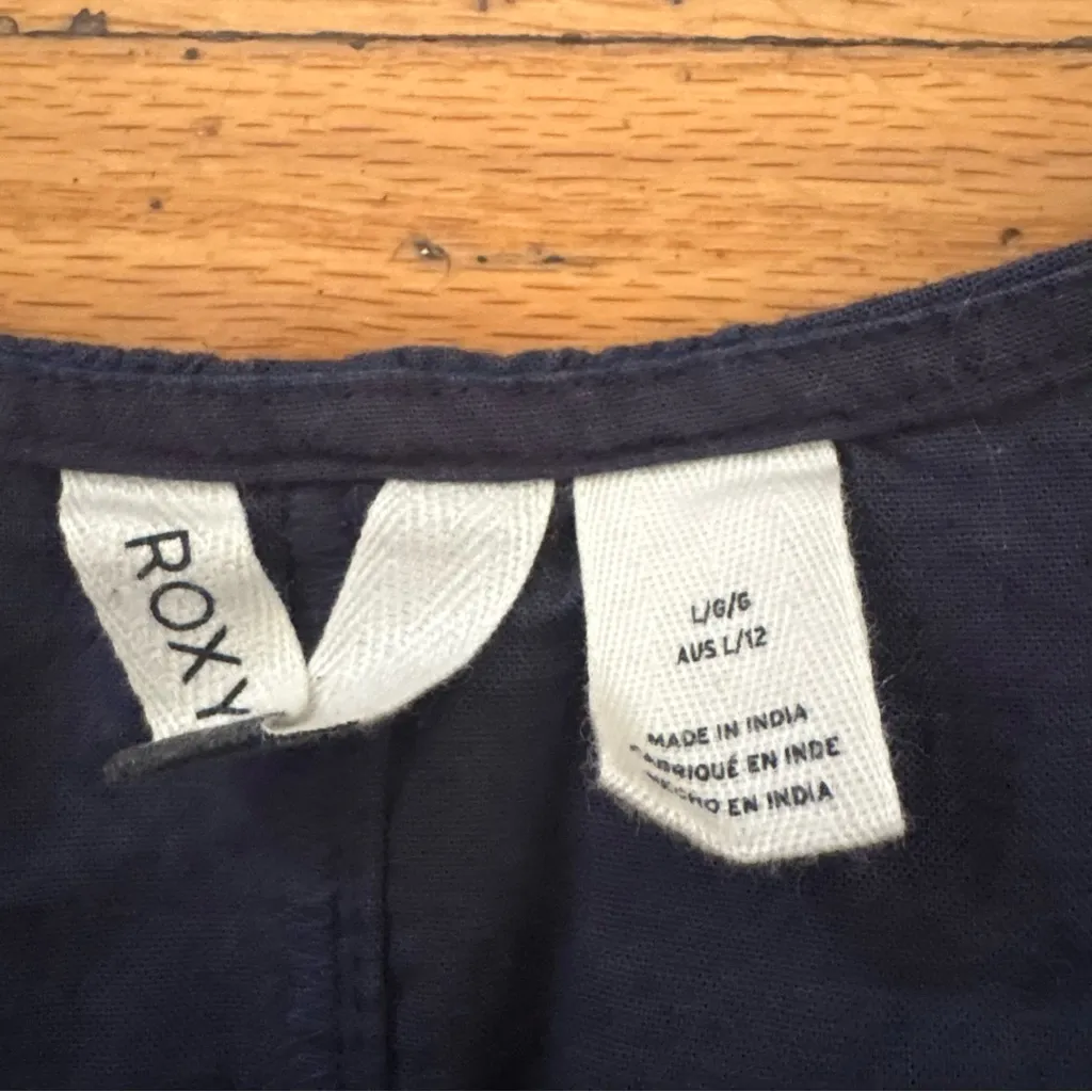 Roxy Wide Leg Cotton Crop Jumpsuit Size Large - Image 2