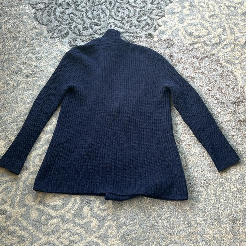John Patrick Organic Merino Wool Knit Open Front Cardigan Navy XS Blue - Image 6