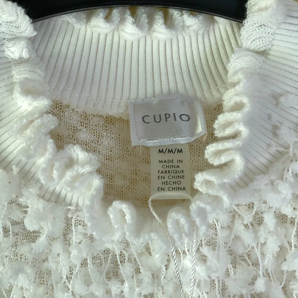 Fancy Knit White frill Sweater M - Image 4