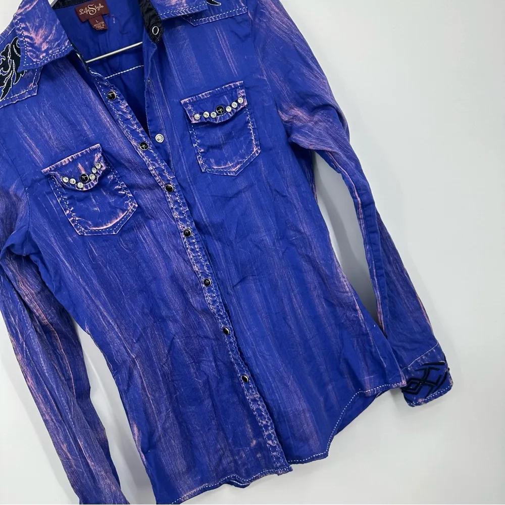 Vintage Y2K Life Style Button Up Shirt Size Large Trashy Early 2000s - Image 3